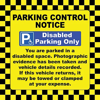 £34.95 • Buy Disabled Badge No Parking Only Sign Ticket Stickers Hard To Remove Tow Away