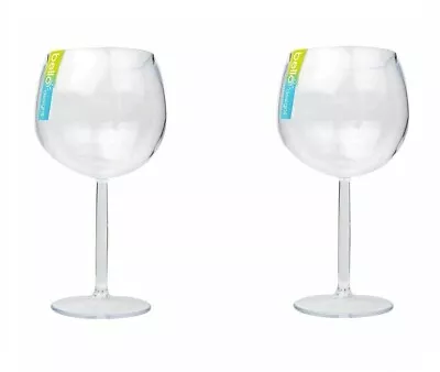 2 Plastic Gin Glasses Cocktail Balloon Clear Large 600ml Capacity Reusable Glass • £9.99