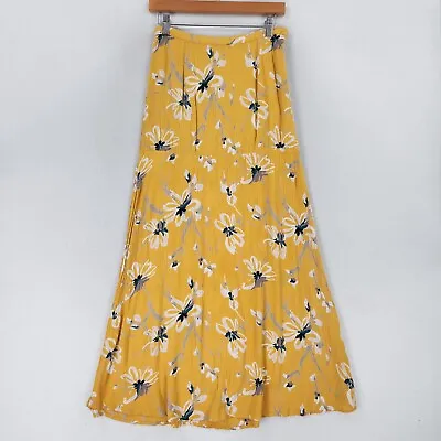 Oneill Skirt Womens Small Yellow Floral Maxi Double Slit Beach Swim Cover Casual • $18.14