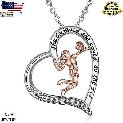 Volleyball Necklace 925 Sterling Silver Women's Volleyball Necklace Jewelry • $100