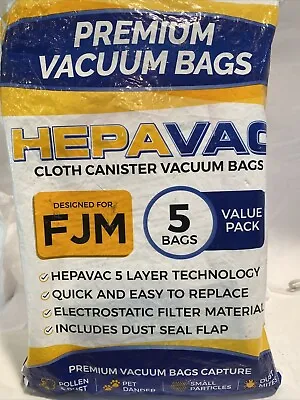 5 VEVA FJM Advances Filters Premium Vacuum Bags Hepavac Bags Cloth Canister • $12.95