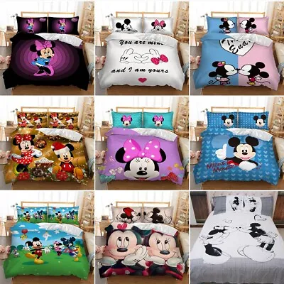 Duvet Quilt Cover Mickey Minnie Mouse Bedding Set Pillow Case Single Double King • £21.99