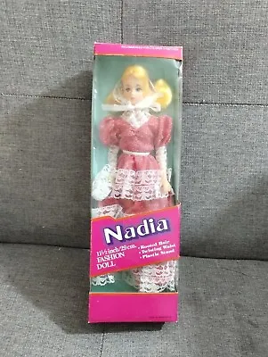 Vintage Nadia 11 1/2  Fashion Doll Hong Kong Red Shimmer & White Lace Dress NOS • $35
