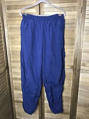 Nike Basketball XL Workout Pants Mens Long 90's Windbreaker Blue Ankle Zip • $16.59