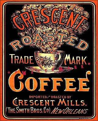 New Orleans 1930 Crescent  Coffee Advertisement Vintage Poster Print Kitchen Art • $21.58