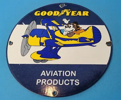 $123.47 • Buy Vintage Goodyear Tires Porcelain Mickey Mouse Gas Service Station Pump Sign