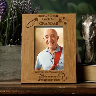 £12.99 • Buy Personalised Best Great Grandad Oak Wood Finish Photo Frame FW416
