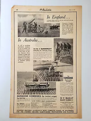 H.V. McKay Massey Harris Sunshine Harvesters And Combines Advertisement (1941) • $42