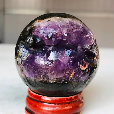 79g Natural Amethyst Quartz Crystal Open Smile Sphere Mineral Healin H386 • $0.99