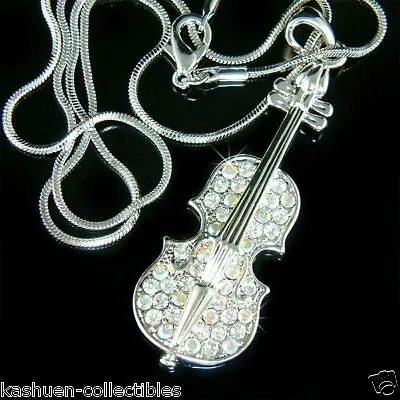 Fiddle VIOLIN VIOLA Made With Swarovski Crystal MUSIC Jewelry Charm Necklace New • $43