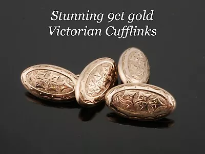 Beautiful Fully Hallmarked 9ct Gold Cufflinks Victorian Ivy Design Cufflinks • £148.99