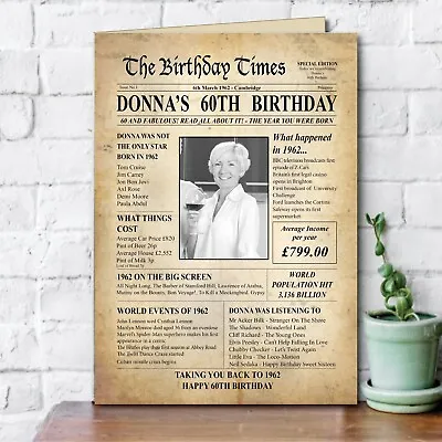 60th Personalised Birthday Back In 1964 PHOTO Greeting Card Facts News Gift 151 • £4.64