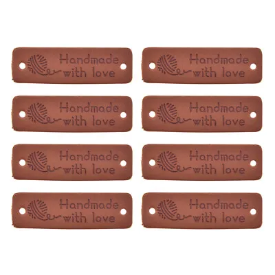 24X Handmade with Love Labels Tags Hairball PU Leather Sewing Clothing Patch DIY • £4.99