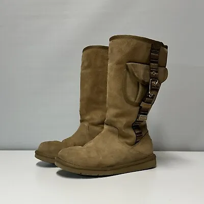 UGG “1895 Retro” Cargo Tall Zip Chestnut Sheepskin Winter Boots Women's Size 7 • $50