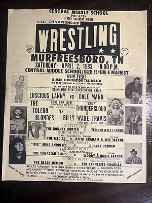 Rare Vintage Original 1983 SIU Wrestling Tennessee Event Poster Wwf Ecw Ppv Aew • $49.99