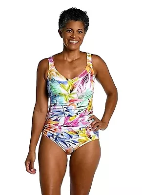 Maxine Of Hollywood Women's  Side Shirred Girl Leg One Piece Swimsuit Size 10 • $34.99