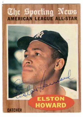 1962 Topps Elston Howard Yankees #473 Signed In Person +'76 Ticket Stub • $150