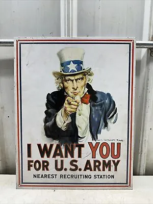 Garage Art.  I Want You For US Army  Uncle Sam Poster Wall Sign • $20