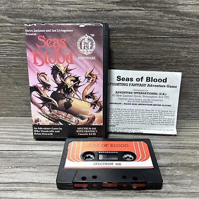 Seas Of Blood ZX Spectrum 48K Game A Fighting Fantasy Adventure Cassette 1985 • $89.95