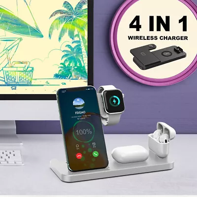 Wireless Charger Dock Charging Station 4 In 1 For Apple Watch IPhone 14 Samsung • $33.24