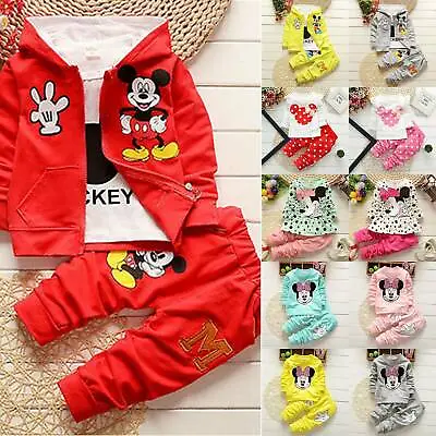 £9.65 • Buy Kids Baby Girls Winter 2 Pcs Minnie Mouse Tracksuit Outfits Set Tops+ Pants UK