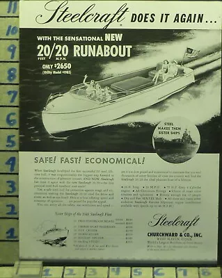 1948 Steelcraft Runabout Boat Nautical Watercraft Ship    Be69 • $24.95