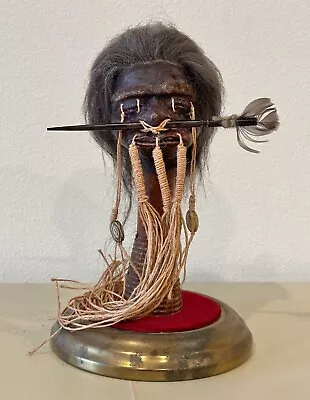 Unique Handcrafted Shuar Replica Shrunken Head With Antique Stand • $94