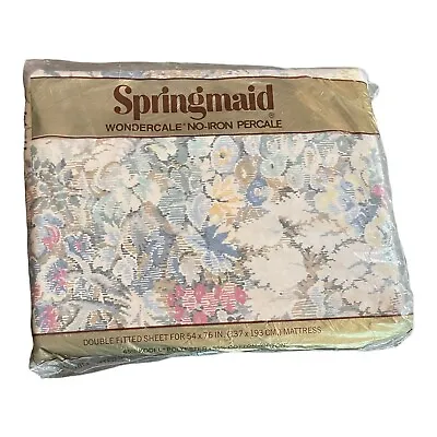 Springmaid Chateau Double Fitted Sheet Full  Wondercale Percale VTG Floral • $21.56