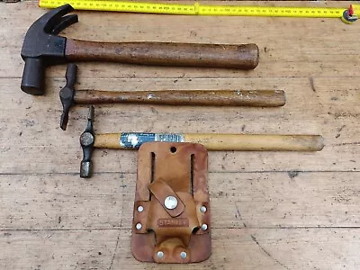 A Collection Of Hammers And Stanley Leather Nips Belt Holders • £9