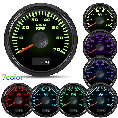 52mm Black Marine Tachometer 0~7000RPM Car Boat Yacht Outboard Engine LCD Gauge • $29.60