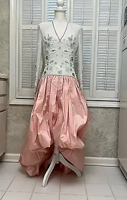 Vintage Victoria Royal Ltd Pink Gown Beaded High Low Drop Waist V Neck Sz 4 • $199