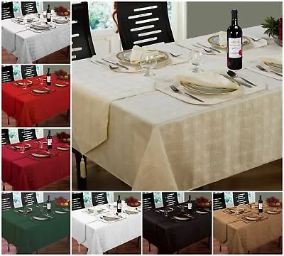 £9.95 • Buy Jacquard Table Cloth Tableware Geometric Red Silver Cream Napkins Place Mat 