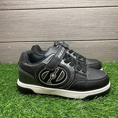 Heelys Plus X2 Lighted Black Hook & Loop Skate Shoes Big Kids Youth Size 6 • £15.24