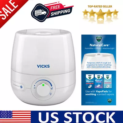 Vicks 0.6 Gallon Natural Care Cool Mist Ultrasonic Humidifier 200 Sq Ft White • $35.97