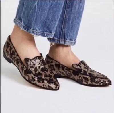 Kate Spade Leopard Sequin Cat Ear Loafers 8.5 Flats • $45