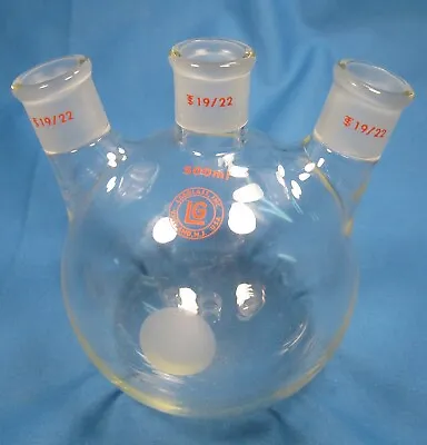 Lab  Glass  500  Ml  Round  Bottom  3-neck  Flask  All  19/22  Free  Shipping • $22