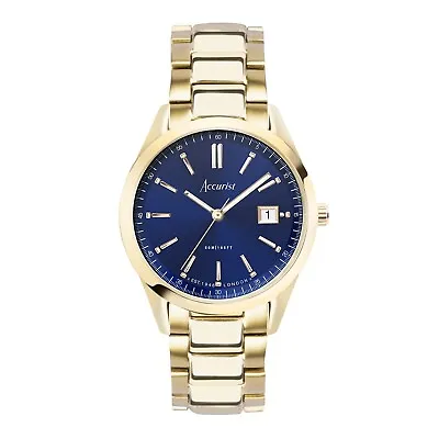 Accurist Everyday Gold Tone Plated Navy Dial Watch RRP £159 Model 74015 • £159