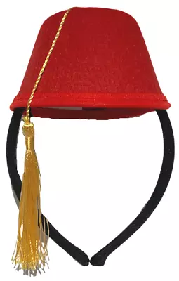 Mini RED FEZ HAT HEADBAND Shriners Costume Clown Felt Cap Tassel Turkish Funny  • $11.89