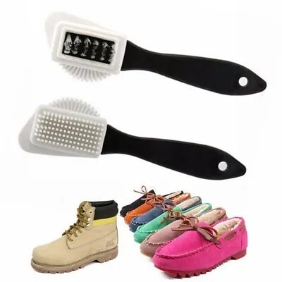 $7.48 • Buy 3 Side Cleaning Brush Kit For Suede Leather Nubuck Shoes Boot Stain Dust Cleaner
