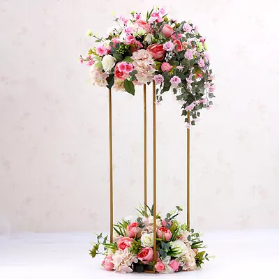 60CM Gold Metal Flower Stand Plinth Pedestal Wedding Centerpieces Floral Display • £10.95