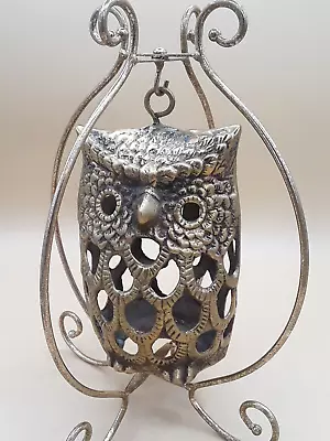 Vintage Brass Owl Holder Hanging Lantern With Brass Stand • $29