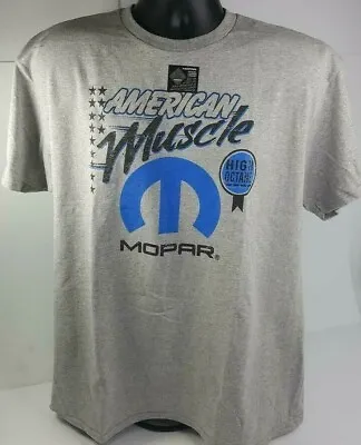 Gray T-Shirt - Mopar High Octane American Muscle W/ Blue M Logo / Emblem • $17.99