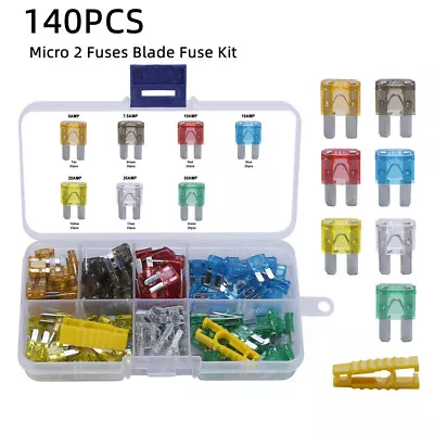 140pcs Micro2 Blade Fuse 5A 7.5A 10A 15A 20A 25A 30A Fuse Assortment Kit For Car • $12.99