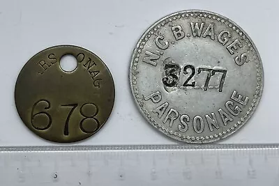 2 X Parsonage Colliery Miners Pit Token Tally Works Check - Leigh - Lancashire • £10.50