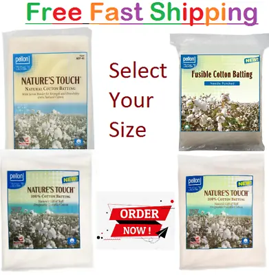 Pellon Fusible Cotton Quilting Battingoff-White Select Your Size/Type • $10.99