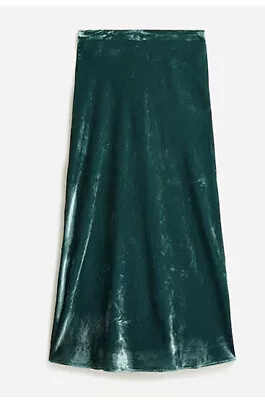 J.Crew Marco Slip Skirt In Velvet Sz XSmall NWT Old Forest • $49