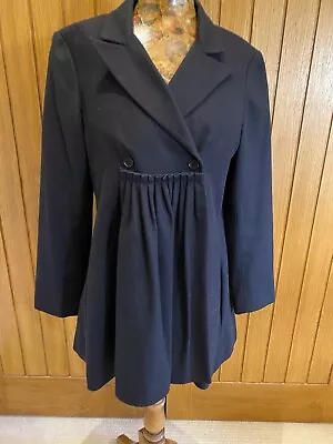 Cabbages & Roses Dark Blue Wool Smock Coat Size 14 • £100