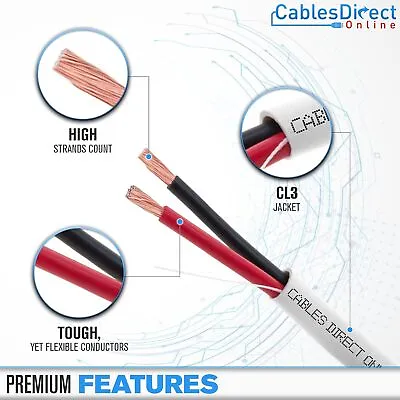 Speaker Cable Oxygen Free Copper CL3 CMR Rated 18AWG 16AWG 14AWG Low Voltage LOT • $22.95
