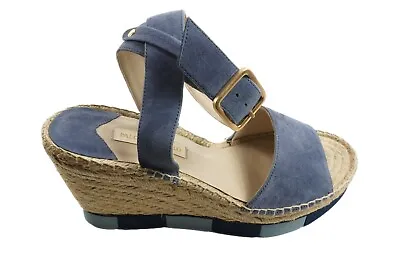 $139.99 • Buy New Paloma Barcelo Lisette Size 40 Blue Micro Suede Open Espadrille Wedge Sandal