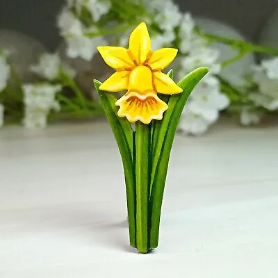 Daffodil Brooch Handmade Fridge Magnet Yellow Flower Pin Floral Welsh Jewellery • $10.98